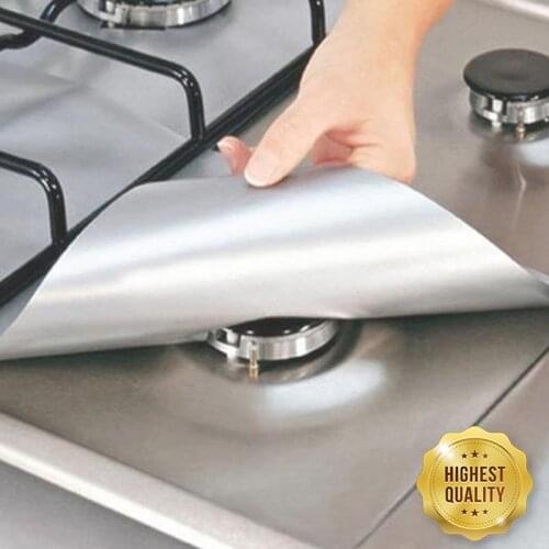 4Pcs Gas Stove Protectors Reusable Gas Stove Burner Covers Kitchen Mat Gas Stove Stovetop Protector Cleaning Pad Liner Cover