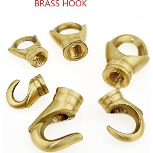 2pcs/lot brass opening/closed hook hanging hook with M10 inner thread Connectors for chandelier DIY lighting accessories