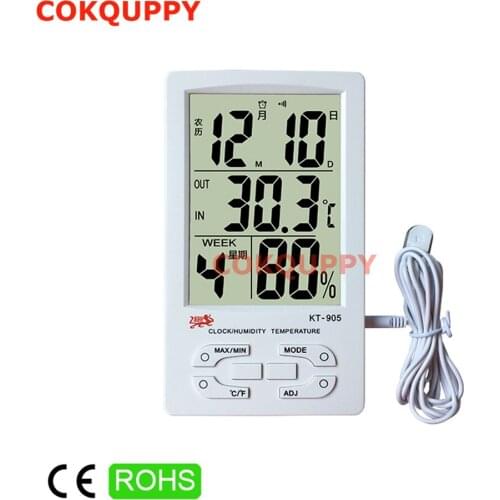 C / F Indoor LCD Digital Calendar Week Clock Thermometer Humidity Outdoor Temperature Alarm Meter Hygrometer Weather Station