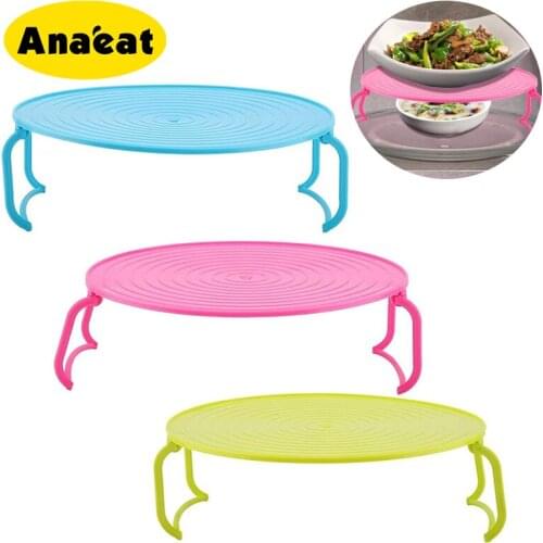 ANAEAT 2pcs Multi Functional Microwave Oven Heating Layered Steaming Tray Rack Bowls Layered Holder Organizer Tool