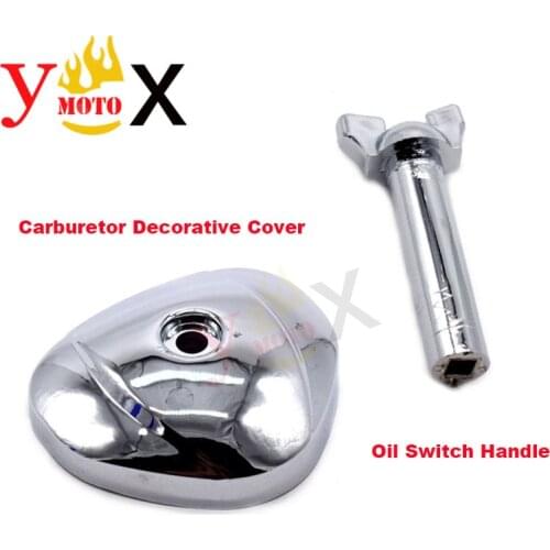 Motorcycle Chrome ABS Carburetor Carb Decorative Cover Guard Cap & Fuel Oil Switch Handle For Honda Steed 400/600 VLX400 VLX600