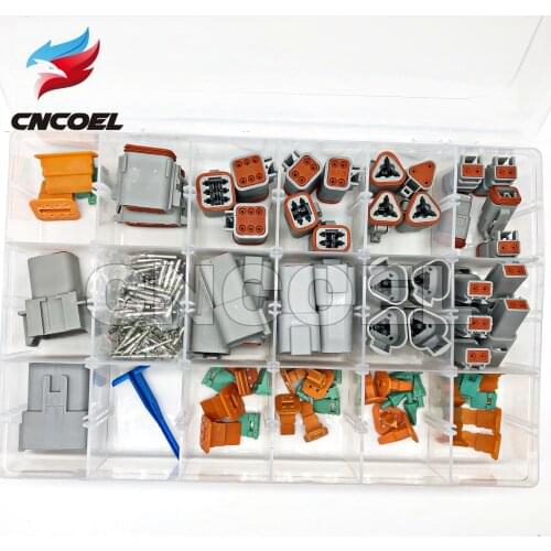 225pcs Deutsch DT DT06/04 2-12S/2-12P automotive connectors kit + 14AWG Green Solid Terminals + removal tool 0411-336-1605