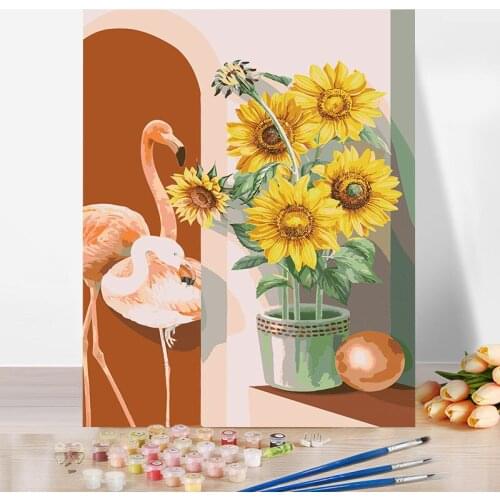 Diy Paint By Number Kit For Adults Flower sunflower Painting Color Decorate The Living Room Dining Room 40x50cm Plank Frame