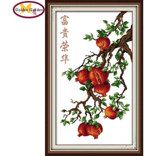 GG Riches&Glory Flower Cross Stitch Kit Needlework Embroidery Sets Christmas Joy Sunday Cross Stitch Patterns for Home Decor