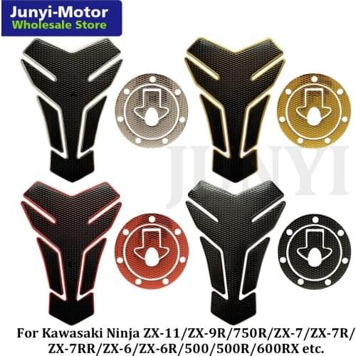 Fuel Tank Pad Gas Cap Cover Stickers For Kawasaki Ninja ZX7R ZX6R ZX9R ZX11 500 750R ZZR600 Decal Grip Motorcycle Accessories