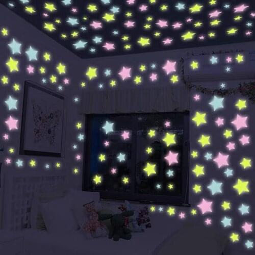 50pcs 3D Stars Glow In The Dark Wall Stickers Luminous Fluorescent Wall Stickers For Kids Baby Room Bedroom Ceiling Home Decor