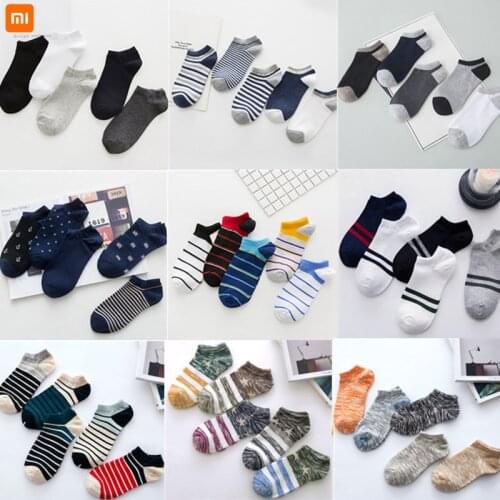 Xiaomi 10pairs mens boat socks cotton solid color summer breathable shallow mouth mens antibacterial and deodorant frilly crew