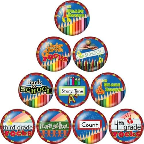 New Fashion Pens Love School 10pcs mixed 12mm/16mm/18mm/25mm Round photo glass cabochon demo flat back Making findings ZB0521