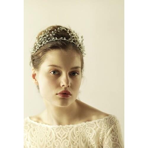Romantic Elegant Bridal Headdress Crystal Rhinestone Leaves Handmade Hair Hoop for Wedding Perform Studio Photo Prop O871