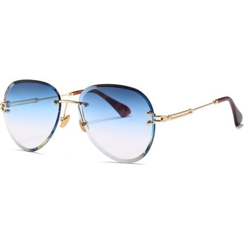 Oculos De Sol Retro Multicolor Gradient Women Rimless Sunglasses Mirrored Pilot Women Sun Glasses For Men Cool