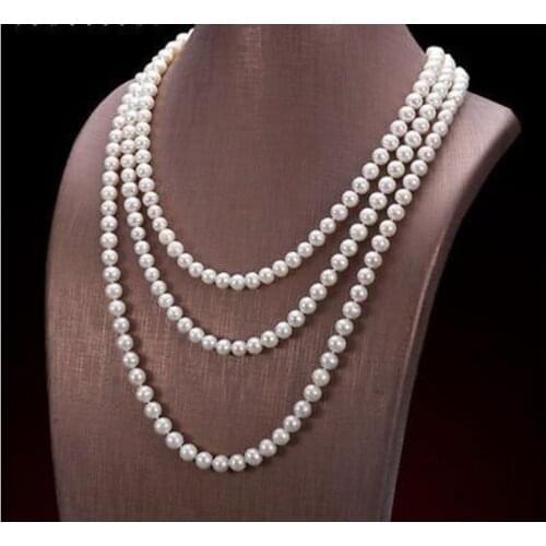 HUGE 48" 8-9MM NATURAL SOUTH SEA WHITE PEARL NECKLACE AAA