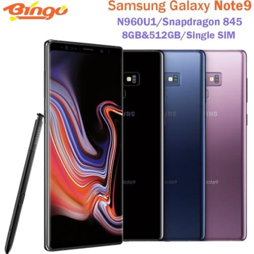 Samsung Galaxy Note9 Note 9 N960U1 512GB Original Unlocked Mobile Phone Snapdragon 845 Octa Core 6.4" Dual 12MP RAM 8GB NFC