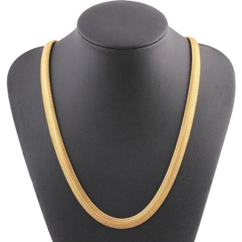 8mm wide 24inches Hip Hop Gold Color Snake Bone link Chain Necklaces for Women Men Rapper Jewelry Drop Shipping