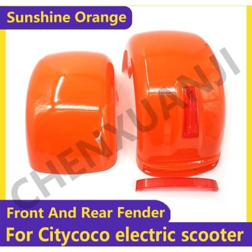 Sunshine orange For Citycoco Electric Scooter Plastic Parts Shell Flaps Front and Rear Fender Mudguards With taillight reminder