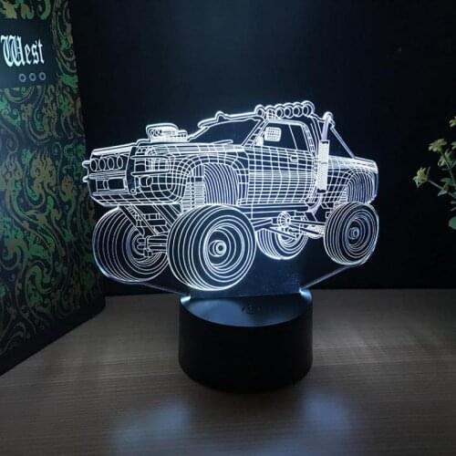Off-road Vehicle 3 d Lights Gifts Crafts Acrylic Night Lights Birthday Gifts Ambience 7 color change 3d Usb Desk Lamps