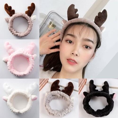 Cute Animal Coral Antler Women Elastic Force Hair band Girl Cat Ear Headband Headwrap Makeup Shower Hair Wrap Hair Accessories