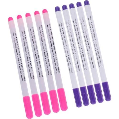 10Pcs Mixed Water Erasable/Soluble Pens Tailor Vanishing Marker Pen for Tailor Dressmaker Pink Purple