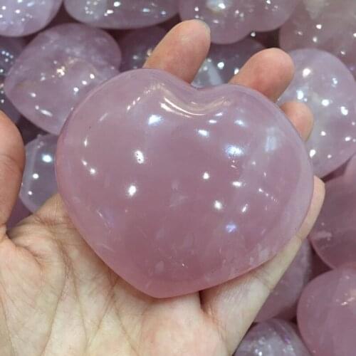 Rose Quartz Heart Natural Gems Healing Mineral Crystals Gemstones Reiki Stones Feng Shui Ornaments Spirituality Decoration