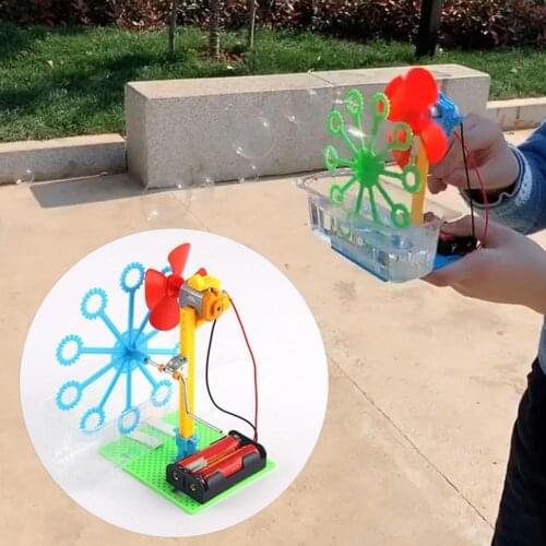 DIY Assembly Bubble Maker Electric Toys Practical Ability Sturdy Plastic Assembly Bubble Machine Toy Gift for Kids