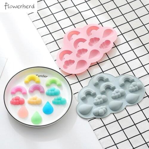 Rainbow Cloud Raindrops Silicone Mold DIY Cake Decorating Tools Resin Mold Chocolate Mould Ice Tray Block Candy Pudding Ice Mold