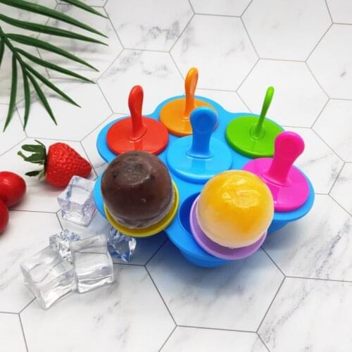 7 Holes Silicone Ice Pops Mold Popsicle Molds Ice Cream Ball Lolly Maker Baby Diy Food Fruit Shake Ice Cream Mold