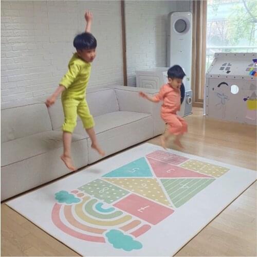 INS Nordic Rainbow Checkers Carpet Creeping Mat Childrens Room Decoration Game Crawling Mat Non-slip Pad Photography Props