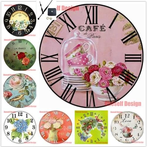 Rhinestone pictures flower 5d diamond painting clock boat 5d diamond embroidery sale clock flower decoration home wall sticker