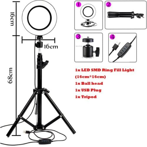LED Dimmable Photography Selfie Ring Lamp Camera Photo/Studio/Phone/Camera Photography Ring light Lamp For Makeup & Light Tripod