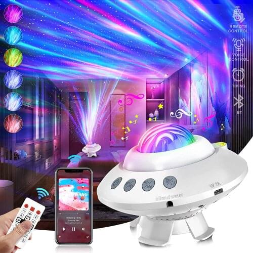 LED Aurora Star Galaxy Projector Ocean Wave Night Light Room Decor Rotate Starry Sky Porjectors UFO Lights Bedroom Lamp Gifts