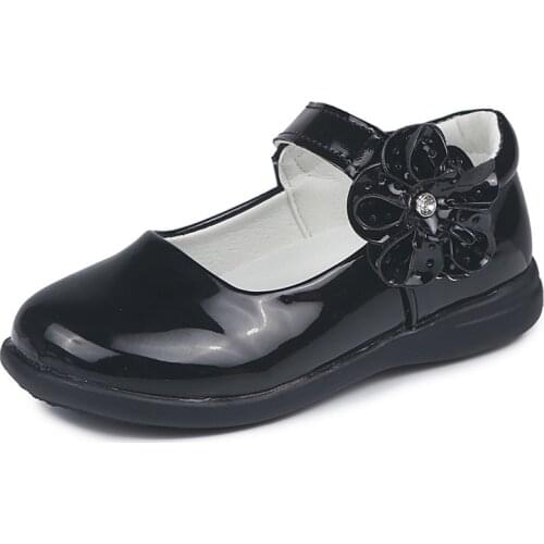 New Girl Princess Shoes Flower Mary Jane Flat Shoes Girl Pu Leather Party Wedding Dress Shoe School Shoe For Little Girl/big Kid