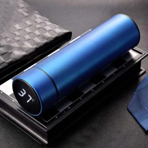 480ML Smart Insulation Cup Universal Portable Led Digital Temperature Display Portable Solid Color Stainless Steel Water Bottle