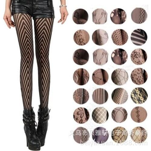European and American Jacquard Fishnet Stockings Retro Love Arrow Pattern Sexy Hollow Fishnet Stockings Pantyhose Long Socks