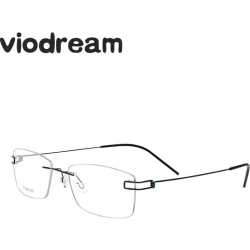 Viodream Unisex Titanium Rimless Glasses Frame Hand Made Eye Glasses Frames For Men Oculos De Grau Masculino Spectacle Frame