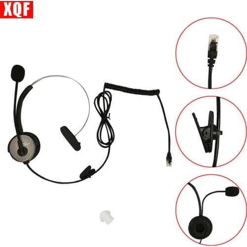 XQF 4-pin RJ11 Crystal Head Telephone Monaural Headset MIC Phone Prevent Noise Silver Earpiece