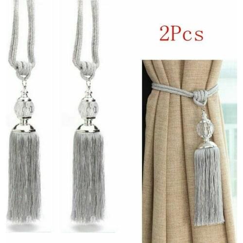 2PCS Curtain Tiebacks Holdbacks Rope Tie Backs Tassel Tiebacks Crystal Ball Decor Hanging Belts Ropes Window Curtain Supplies