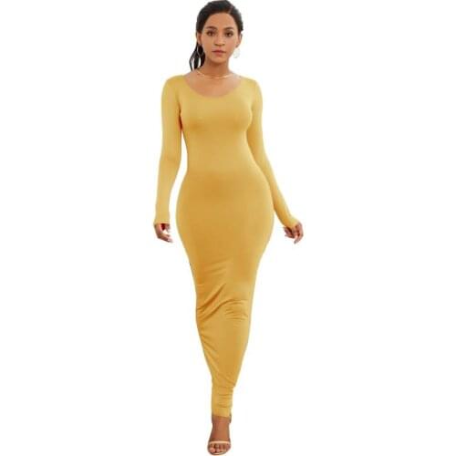 Ladies Red Dresses for Women Long Dress Slim Sexy Fashion Long Sleeve Free Shipping Plus Size Casual Black Green High Waist