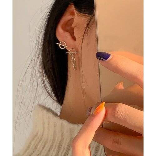 Women Jewelry Geometric Earrings 2021 New Design Silvery Plating Asymmetric Drop Earrings For Girl Fine Accessories