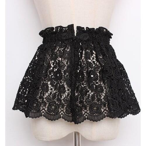 Womens runway fashion elastic lace Cummerbunds female Dress Corsets Waistband Belts decoration wide belt TB1217