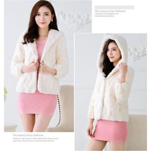 Winter Real Fur Women Coat High Quality Fashion Slim Long Sleeve Solid Real Rabbit Fur Jacket Rabbit Fur Warm Plush Coats Y916