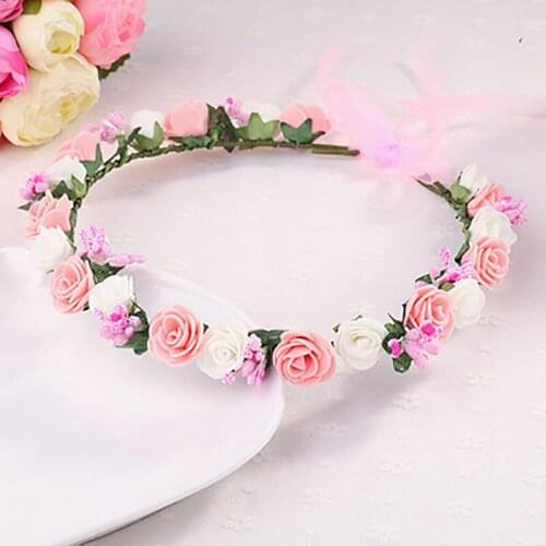 1Pcs Wedding Wreath Artificial Flower Hair Bridal Girls Accessory Flowers Wreaths Diadem Flower Crown Hair Accessories