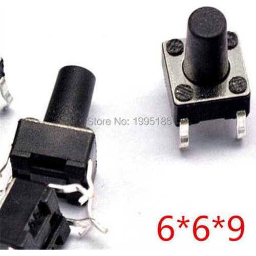 100pcs 6X6X9MM Tactile Push Button Switch 4 pins Micro Switch 4-Pin DIP Momentary touch switch