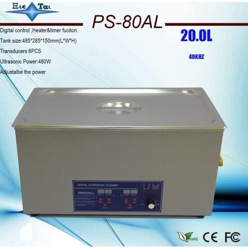 110V/220V PS-80AL 160-480W Ultrasonic Cleaner 20L for industrial laboratory Stainless Steel Cleaning Machine