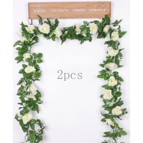 2.2M Artificial Rose Flowers Rattan Autumn Small Peony String Decor Silk Fake Garland For Wedding Home Hotel Garden Decoration