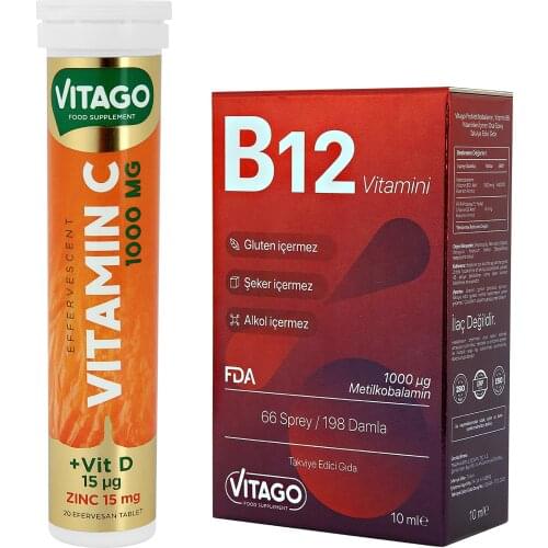 2 packet - Vitago Vitamin B12 (10 ml) + Vitago Vitamin C, 20 pcs. Effervescant Tablet