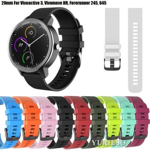 20mm Strap For Garmin Vivoactive3 Watch Band Silicone Sport Replacement Belt For Garmin Forerunner 645/245/245M Smart Watch