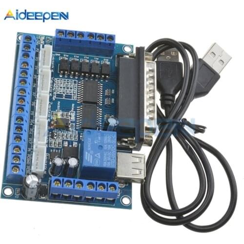 MACH3 5 Axis CNC Breakout Board Stepper Motor Driver Module Optocoupler Isolated Engraving Machine Board 12V-24V With USB Cable