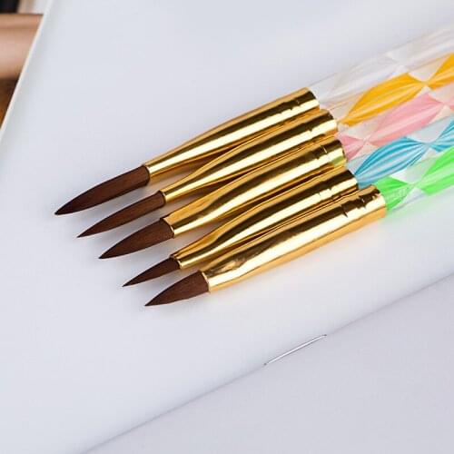 5Pcs/set Nail Art Brush Acrylic UV Gel Builder Painting Drawing Brushes Pens Cuticle Pusher Tool Colorful Tools Set