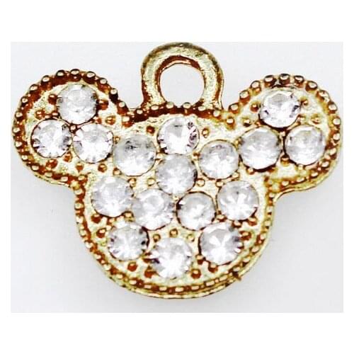 50pcs/pack Fashion Charms Gift Rhinestone Mickey Alloy Pendant Earring Necklace Jewelry Accessories DIY Electroplating