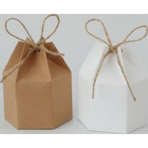 55% Dropshipping!!50Pcs Kraft paper packing box, lantern, hexagonal candy box, wedding gift box, holiday gift box, gift bag