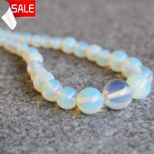6-14mm Accessory Crafts Sri Lanka Chalcedony MoonStone Round opal Beads Necklace Women Girls Gifts Jewelry Making Design Stones